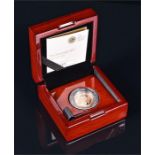 A 2017 Gold proof 22ct gold sovereign in original box with paperwork.