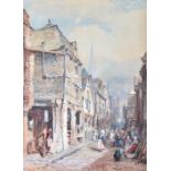 John Skinner Prout (1805-1876) British a bustling street scene, signed and dated 1861 to lower