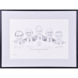 A limited edition signed print celebrating 150 years of Surrey County Cricket Club signed by J. H.