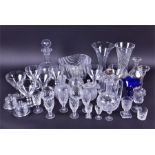 A large collection of mixed glassware to include seven large rummers in the Georgian style,