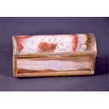 A 19th century agate box with a curved lid, with engine turned decoration, 3 x 8 cm, 3 cm high.