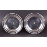 A pair of George IV Irish silver second course dishes by William Nolan, Dublin 1821, of circular