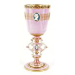 A 19th century Minton porcelain decorative goblet  decorated with blue and white Classical