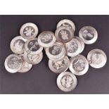 A set of 26 Franklin mint silver mini plates each with a different letter of the alphabet