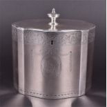 A George III silver tea caddy  by Charles Aldridge & Henry Green, London 1780, of shaped oval form