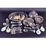An assortment of good quality old silver plated wares to include a large oval serving tray, meat