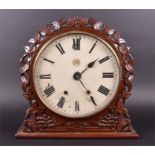 An early 20th century oak-framed clock the enamel dial bearing the logo for GWR (Great Western