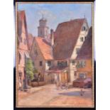S. Brunner (20th century) German Dinkelsbuhl, an oil painting on canvas of a southern German town,