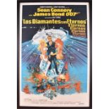 An original film poster for the Bond film 'Los Diamantes son Eternos' (the Spanish translation of '