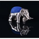 A novelty sterling silver pincushion in the form of an elephant, 2.3 cm high.