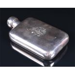A silver spirit flask by Sampson Mordan & Co. London 1913, of oblong form with rounded corners, with