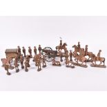 A collection of German Elastolin painted wooden models of WWI soldiers to include some bandsmen