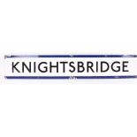 A mid to late 20th century tin and enamel 'Knightsbridge' public transport sign numbered P2/15,