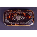 A late 19th century French tortoiseshell cigarette / cigar case decorated with tri-colour gold