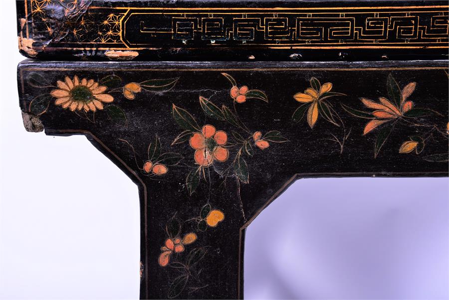 A 20th century black lacquer double cabinet on stand of rectangular form, the stacking sections - Image 5 of 7