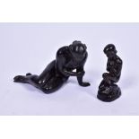 Two 20th century Scandinavian patinated metalware figures  comprising a kneeling nude, after Elna