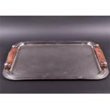 A French silver plated Hermes Sparte drinks tray of rectangular form with rounded corners, with