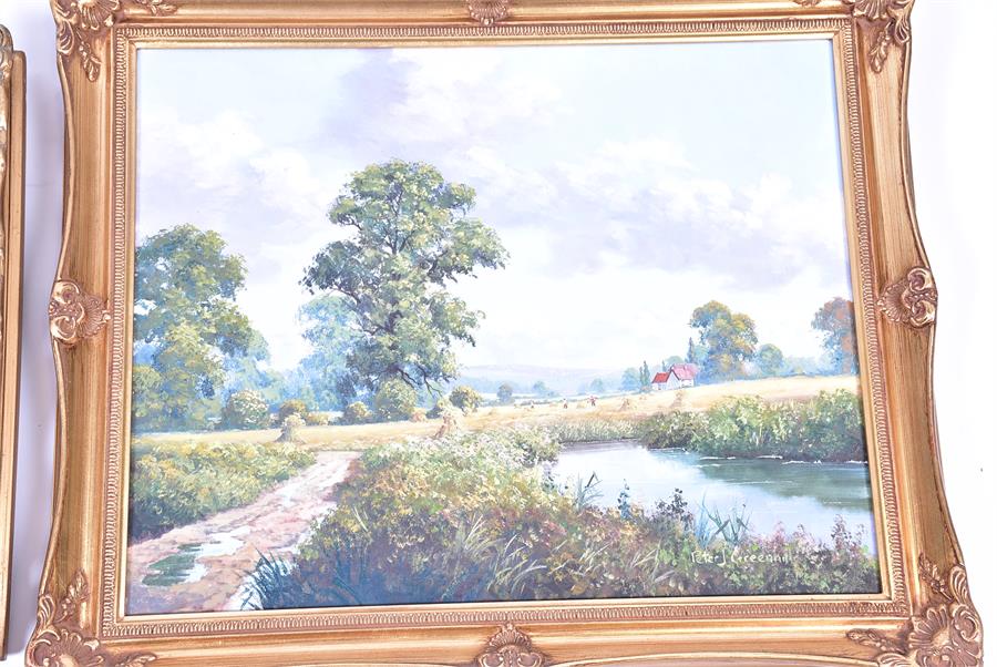 Two mid to late-20th century English landscapes both oil on canvas, larger signed 'Peter J. - Image 4 of 5