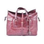 A Mulberry Burgundy Classic Tote Bag in faux crocodile skin, the interior tag numbered 10269309,