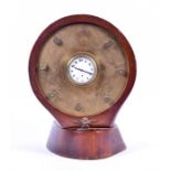 An early 20th Century (c1914-1918) Royal Naval Air Service desk clock framed from a wooden WWI