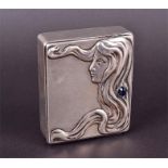 A Russian silver Art Nouveau style vesta case bearing marks for Fabergé, the hinged cover with