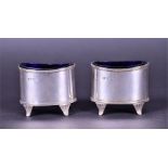 A pair of Edwardian silver salts by Jay, Richard Attenborough & Co, Chester, 1903, of oval form with