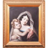 I Phelps (British school) a 19th century pastel portrait of a mother and child, signed and dated