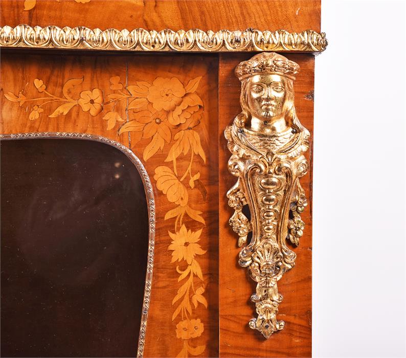 A Victorian walnut and ormolu mounted pier cabinet with inlaid decoration of floral sprays, the - Image 2 of 3