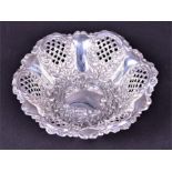 An Edwardian silver pierced dish  by William Hair Haseler, Birmingham 1903, of shaped circular form,