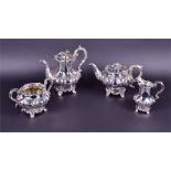 A Victorian silver four-piece matched tea set comprising a hot water pot by Joseph & Albert