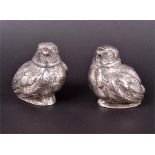 A pair of novelty silver Sampson Mordan & Co. Ltd pepperettes  Chester 1898, each naturalistically