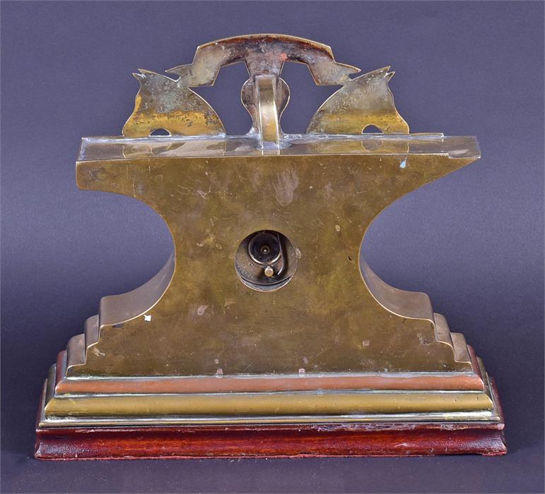 An unusual late 19th / early 20th century brass and copper mantle clock of equestrian / - Image 4 of 5