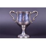 A late 18th century Irish silver trophy cup Dublin 1795 by George West, with two scroll handles