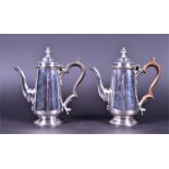 A pair of Edwardian bachelor-size coffee pots  by Alexander Clark Manufacturing Company, London,