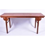 A 20th century Chinese hardwood altar/side table the rectangular top above a scrolling frieze on