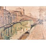 A large 20th century Impressionist style view of Venice oil on canvas, signed indistinctly to