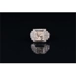 An 18ct white gold and diamond ring set with a princess-cut diamond of approximately 3.20 carats,
