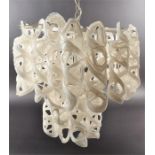 A large 20th century Italian studio glass chandelier  the white metalwork frame accommodating 26