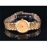 An Omega DeVille ladies gold-plated quartz wristwatch the gilt dial with baton numerals and hands,