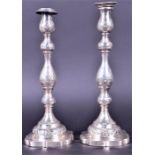 A pair of silver Sabbath candlesticks in the Polish style maker's mark M.S sans serif, probably