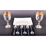 A small group of silver items to include pair of silver goblets Birmingham 1974 together with a