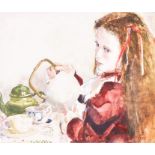 David Remfry (b. 1942) British Emma and White Teapot, 1985, watercolour, signed and dated to lower