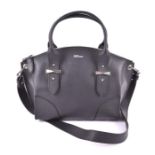 An Alexander McQueen black leather handbag with chrome mounts and original dustbag, 24cm high x 33cm