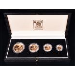 A 1989 Britannia gold proof set produced by the Royal Mint, one of 2500 sets. Comprising: £100, £50,