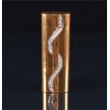 Cartier. A yellow gold and diamond lighter of smoothed rectangular form, designed with bark effect