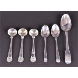 A set of three William IV silver condiment spoons London 1830 by William Eaton, each with shaped