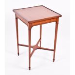 A good quality Edwardian satinwood side / occasional table the square tray top with banded borders