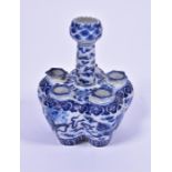 A circa late 19th century Chinese blue and white porcelain tulip vase   the five-sectional base