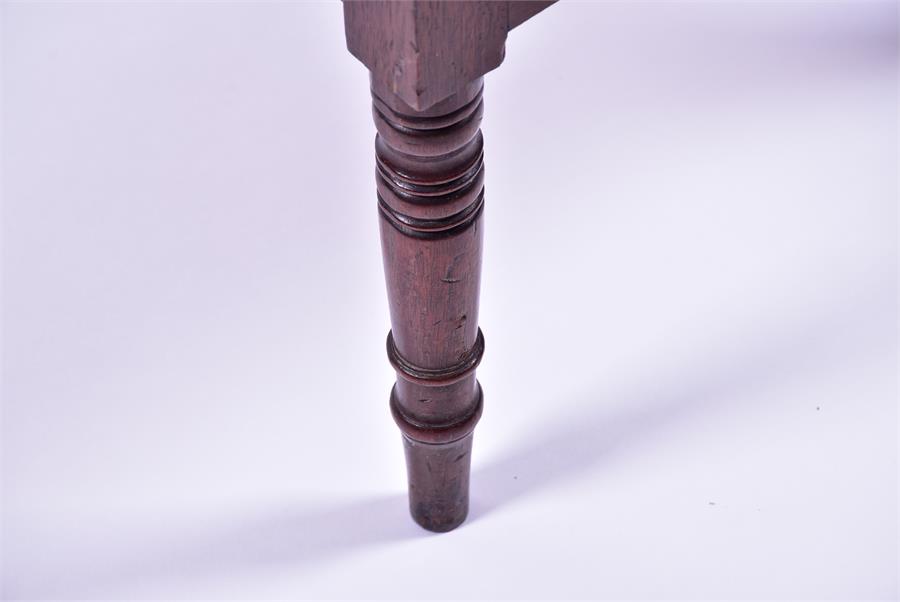 A Georgian mahogany three tier whatnot the top with low gallery, turned supports over a base with - Image 3 of 5