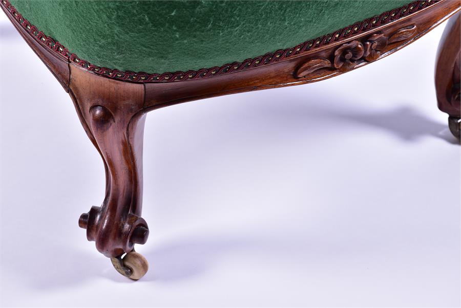 A Victorian mahogany tapestry upholstered chair on front scroll feet, 56 cm wide. - Image 3 of 4